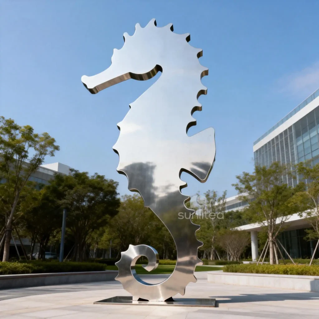 Outdoor Metal Silhouette Seahorse Sculpture