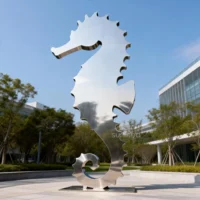 Outdoor Metal Silhouette Seahorse Sculpture