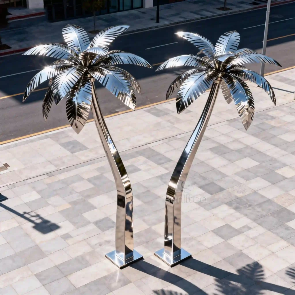 Outdoor Palm Tree Metal Sculpture