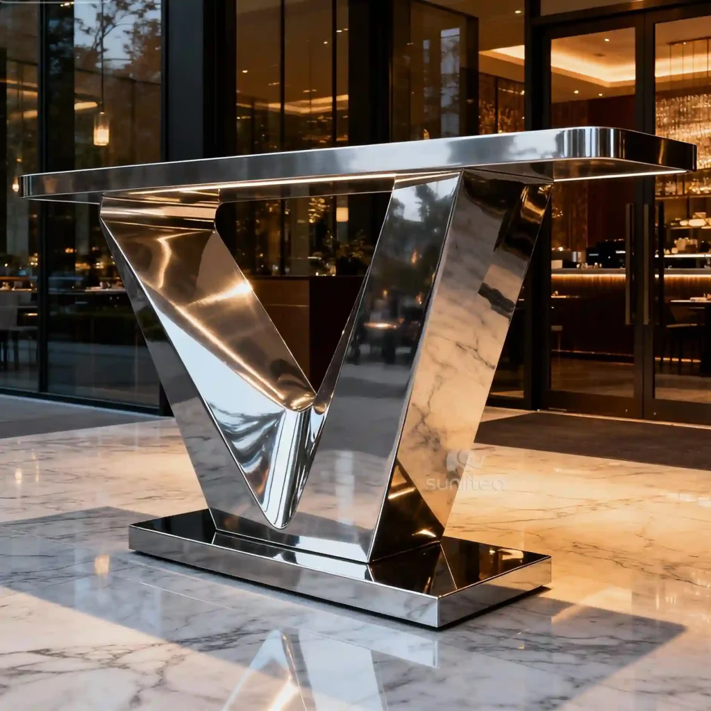 Rectangular Reception Desk Stainless Steel