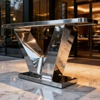 Rectangular Reception Desk Stainless Steel