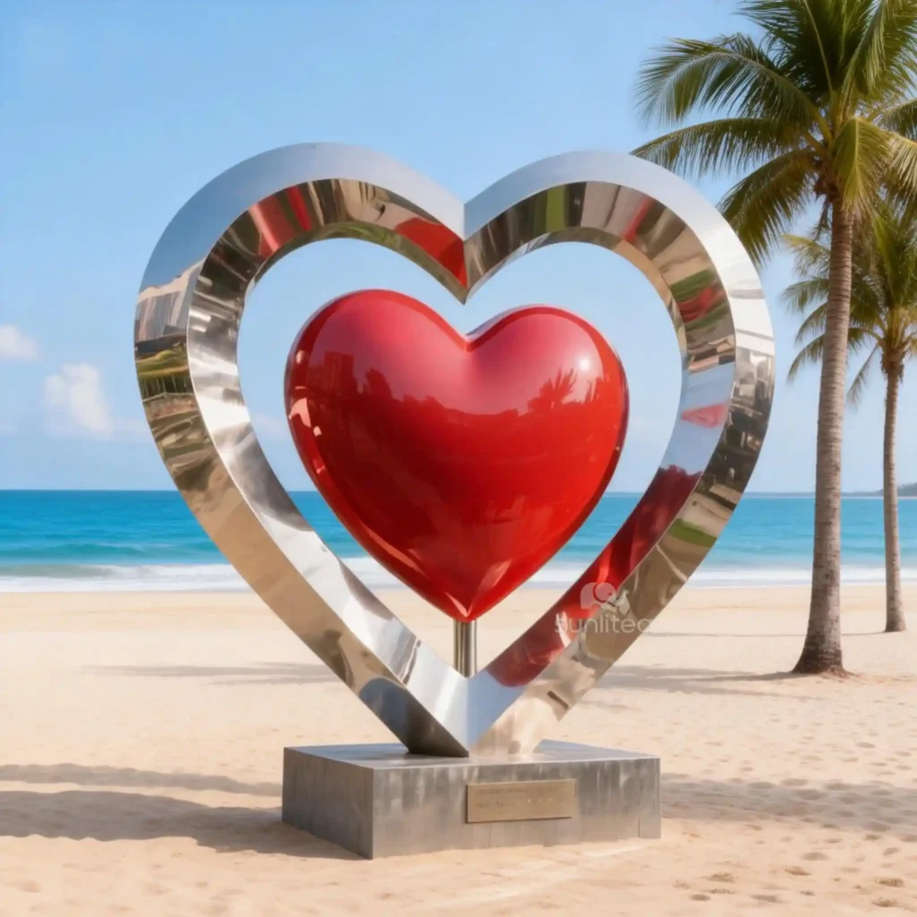 Red Heart Sculpture Stainless Steel