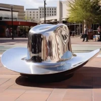 Stainless Steel Cowboy Hat In Square Decoration