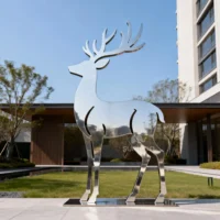 Stainless Steel Deer Silhouette Sculpture