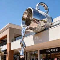 Stainless Steel Floating Coffee Cup Sculpture