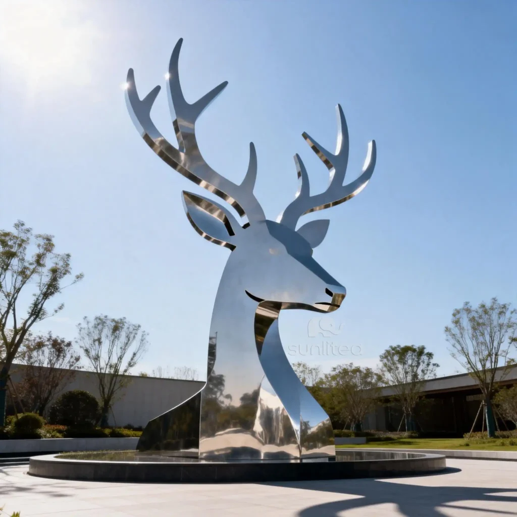 Stainless Steel Garden Deer Head Statue