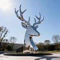 Stainless Steel Garden Deer Head Statue