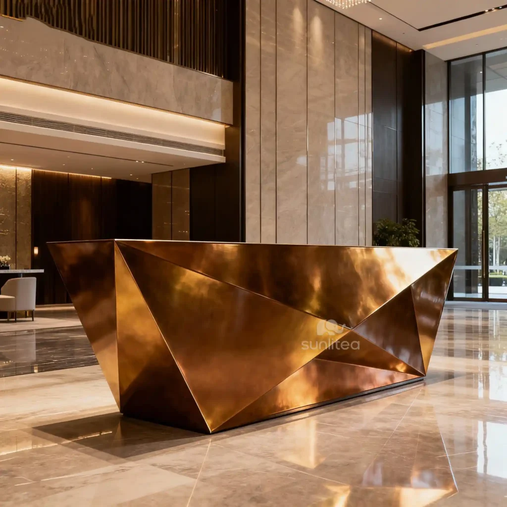 Stainless Steel Golden Reception Counter Hotel Home Decor