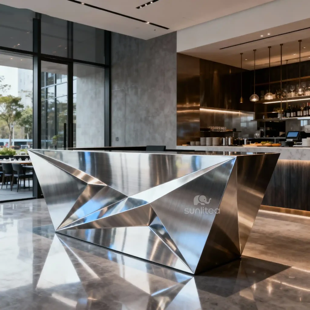 Stainless Steel Decor Hotel Reception Desk