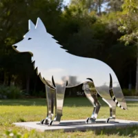 Stainless Steel Howling Wolf Silhouette Sculpture