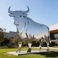 Stainless Steel Large Bull Silhouette Sculpture