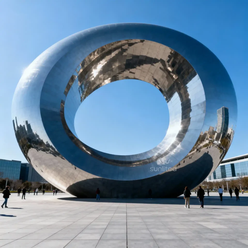 Stainless Steel Large Circle Sculpture Decor Square