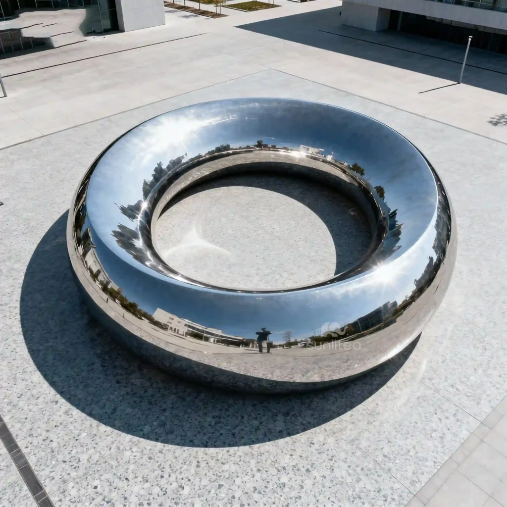 Stainless Steel Large Donuts Sculpture Decor Outdoor