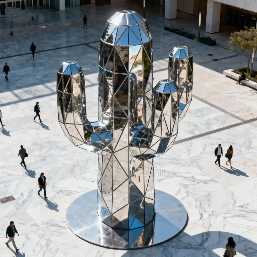 Stainless Steel Large Metal Cactus Statue