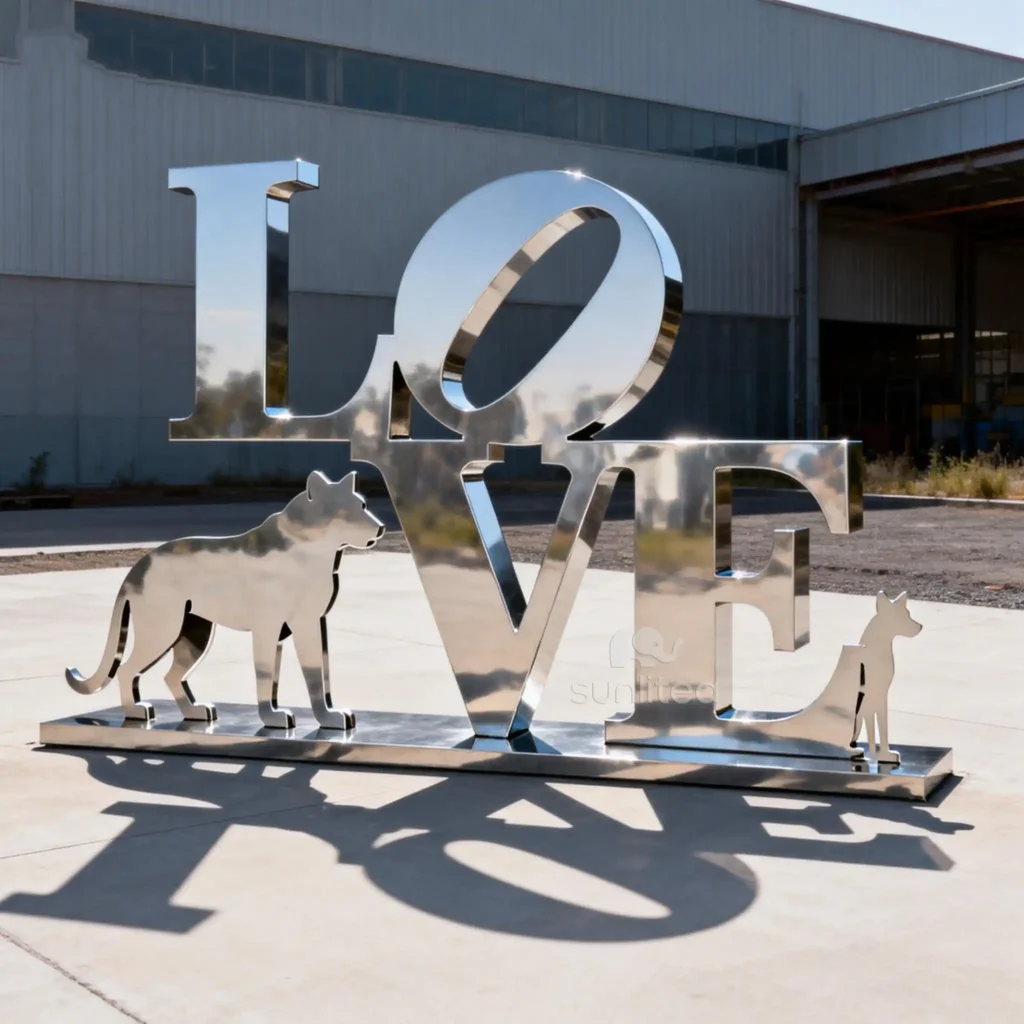 Stainless Steel Love Letter Sculpture With Animal