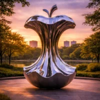 Stainless Steel Metal Apple Core Sculpture