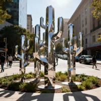 Stainless Steel Metal Cactus Sculpture
