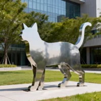 Stainless Steel Metal Cat Silhouette Sculpture