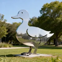 Stainless Steel Metal Garden Silhouette Duck Statue