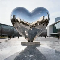 Stainless Steel Metal Heart Sculpture