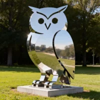 Stainless Steel Metal Owl Sculpture