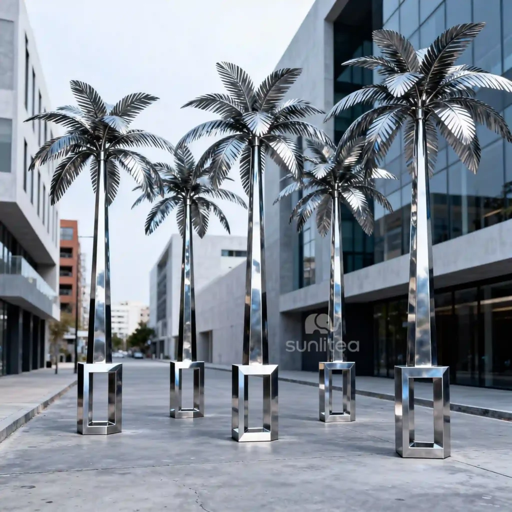 Stainless Steel Metal Palm Tree Sculpture