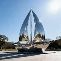 Stainless Steel Metal Ship Sculpture
