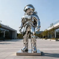 Stainless Steel Metal Spaceman Sculpture