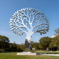 Stainless Steel Metal Tree Silhouette Sculpture