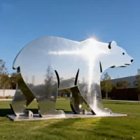 Stainless Steel Mirror Bear Silhouette Statue