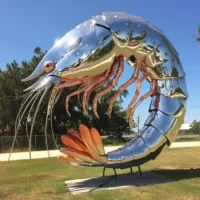 Stainless Steel Prawn Sculpture Decor Garden