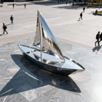 Stainless Steel Sailing Boat Sculpture