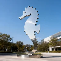 Stainless Steel Seahorse Silhouette Statue