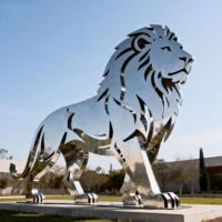 Stainless Steel Silhouette Lion Statue For Sale