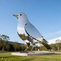 Stainless Steel Silhouette Pigeon Statue