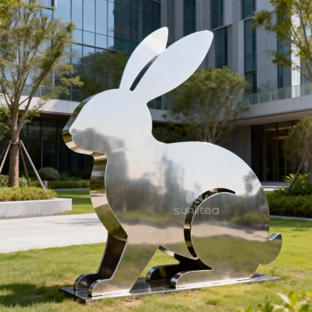 Stainless Steel Silhouette Rabbit Statue