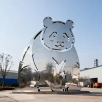 Stainless Steel Silhouette of Panda Statue