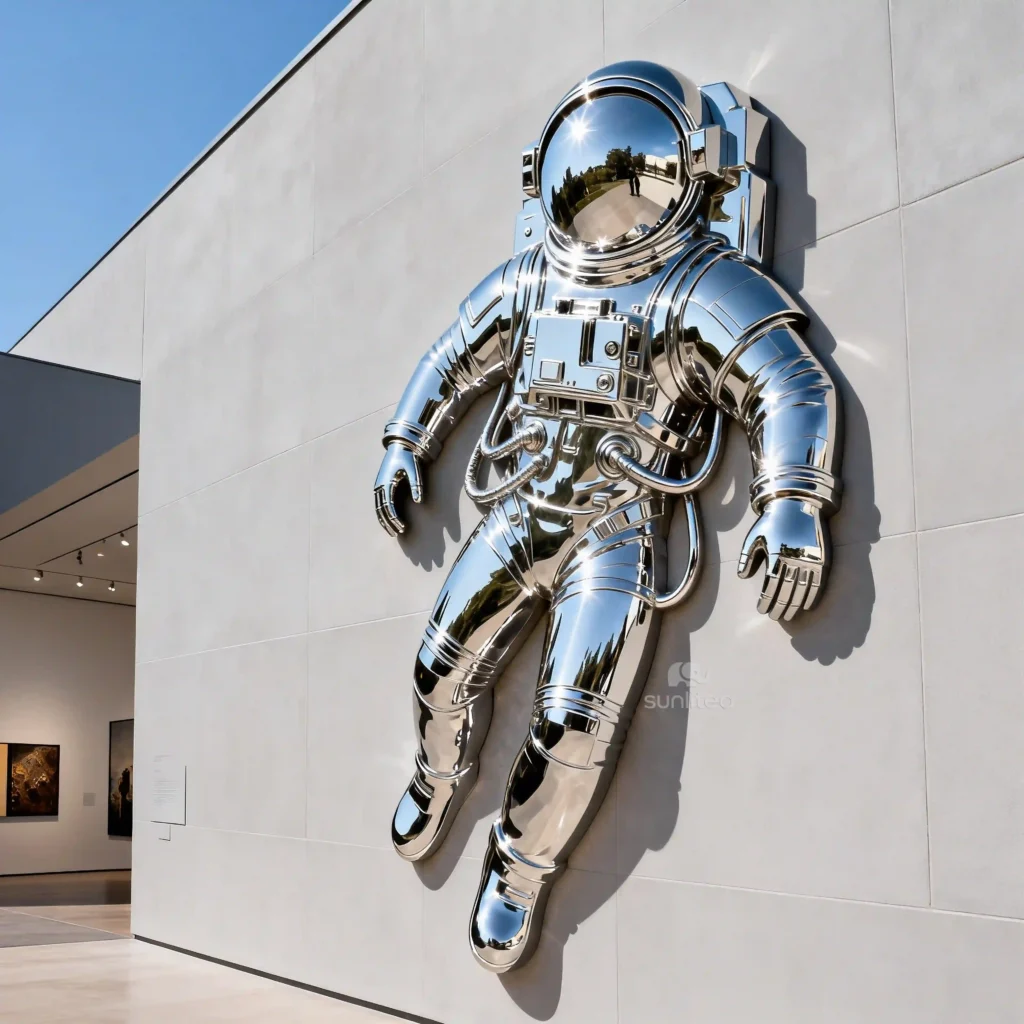 Stainless Steel Spaceman Wall Art Sculpture Decoration