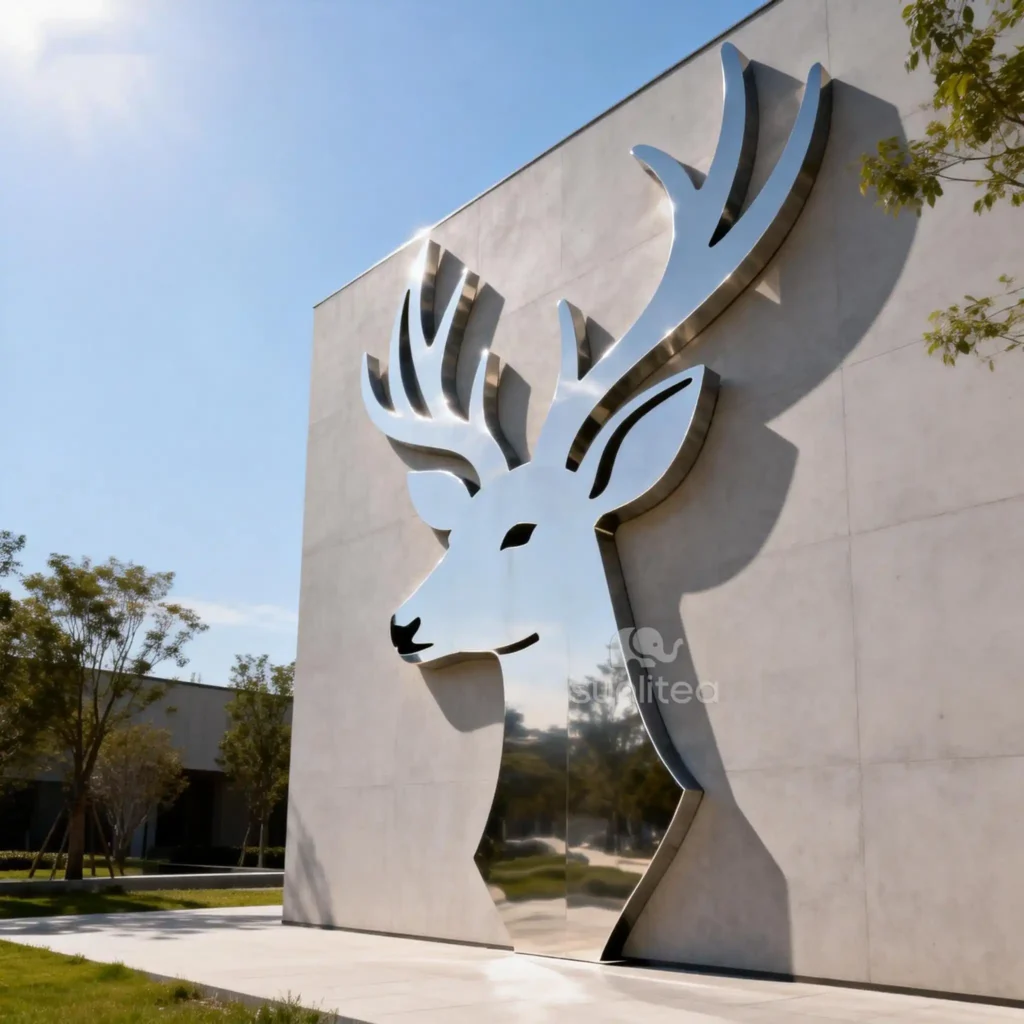 Stainless Steel Wall Deer Head Sculpture