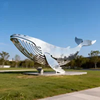 Stainless Steel Whale Silhouette Sculpture