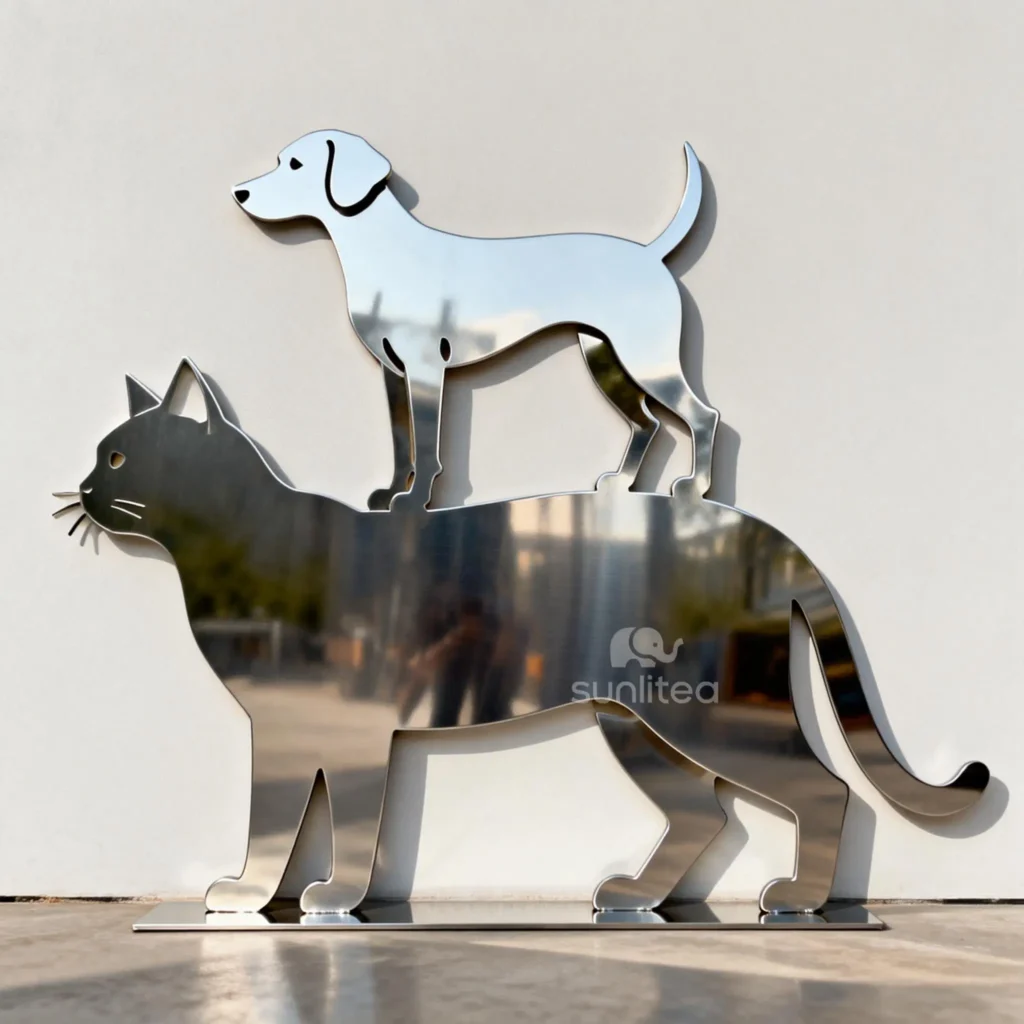 Wall Art Decor Cat and Dog Silhouette Sculpture