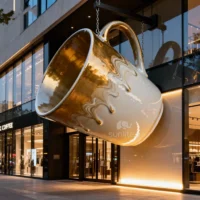 Wall Decor Metal Large Coffee Cup Sculpture