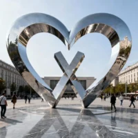 Large Metal Welded Heart Sculpture
