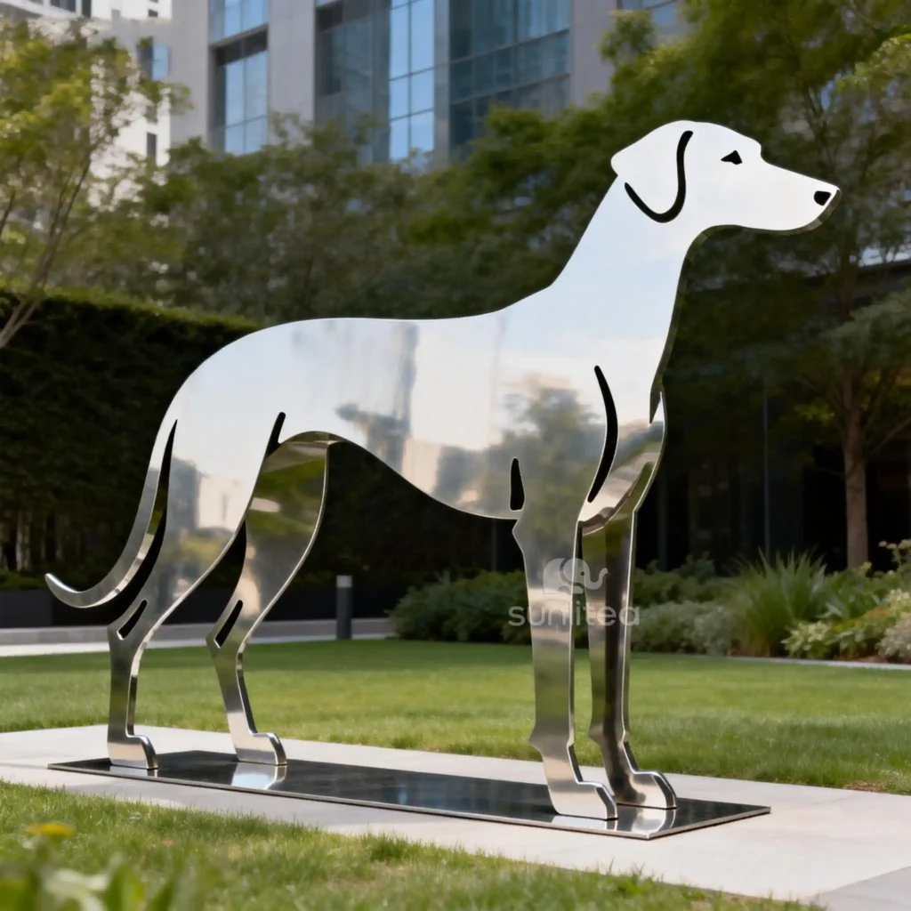 Yard Metal Silhouette Dog Statue