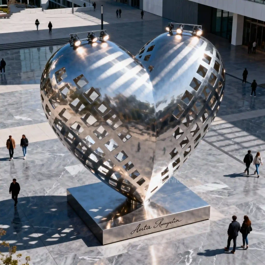 Large Metal Mesh Shape Heart Sculpture Decoration Outdoor