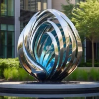Abstract Metal Bud Sculpture