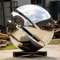 Abstract Metal Garden Globe Sculpture