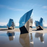 Abstract Metal Ice Mountain Sculpture Decor