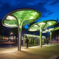 Abstract Tree Sculpture With Streetlights