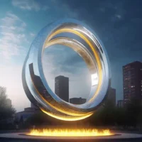 Art Huge Steel Ring Sculpture Gymnasium Project